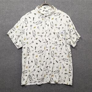 Sazerac House Shirt Mens 2XL All Over Print Cocktail New Orleans Button Tourist